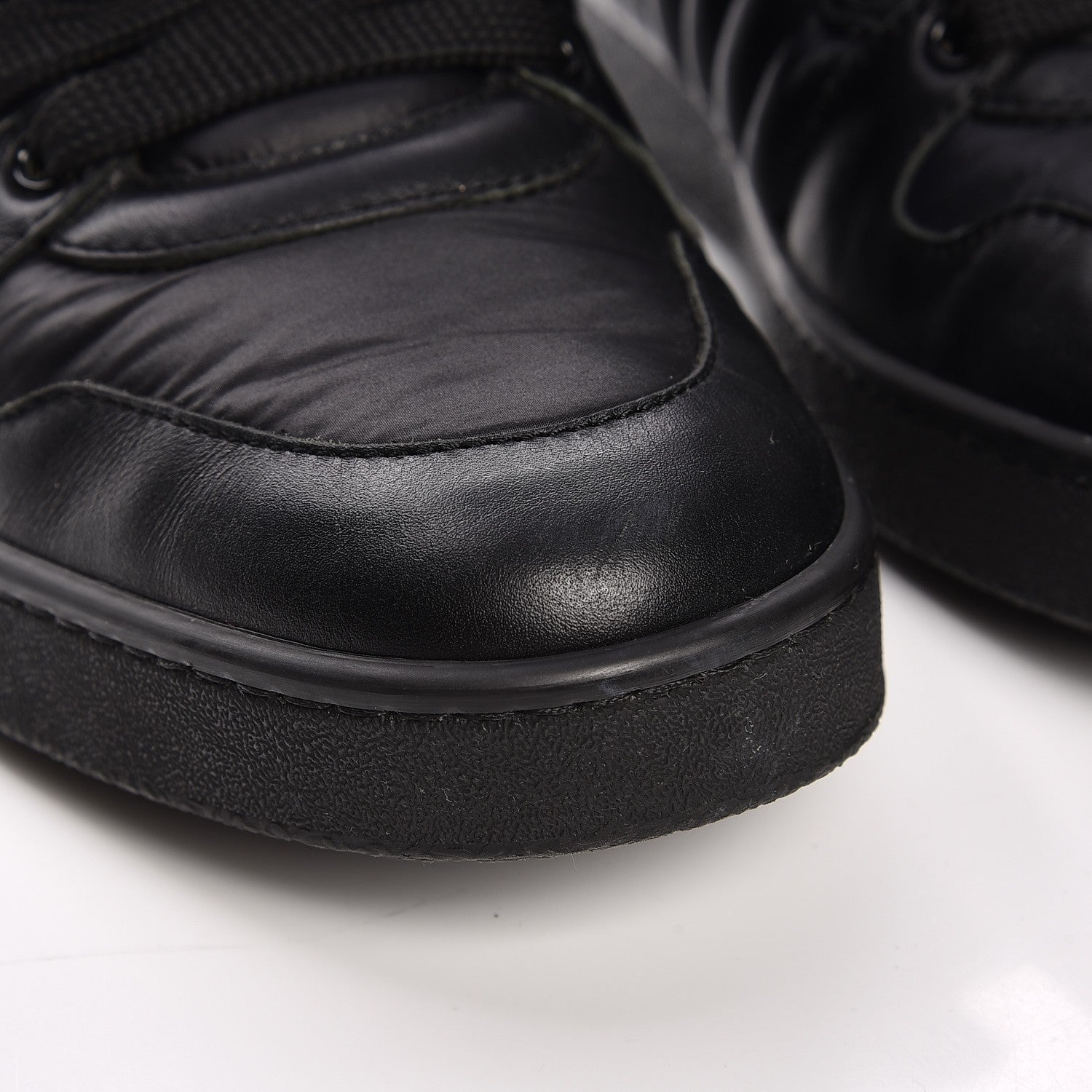 Gucci Nylon Calfskin Mens High Top Sneakers 8.5 Black 9 of 11