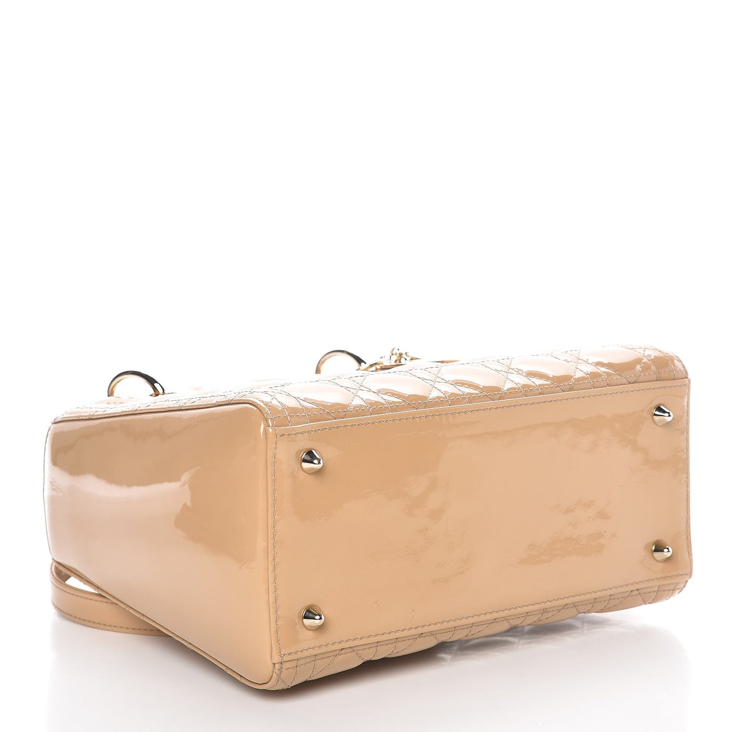 Patent Cannage Medium Lady Dior Beige