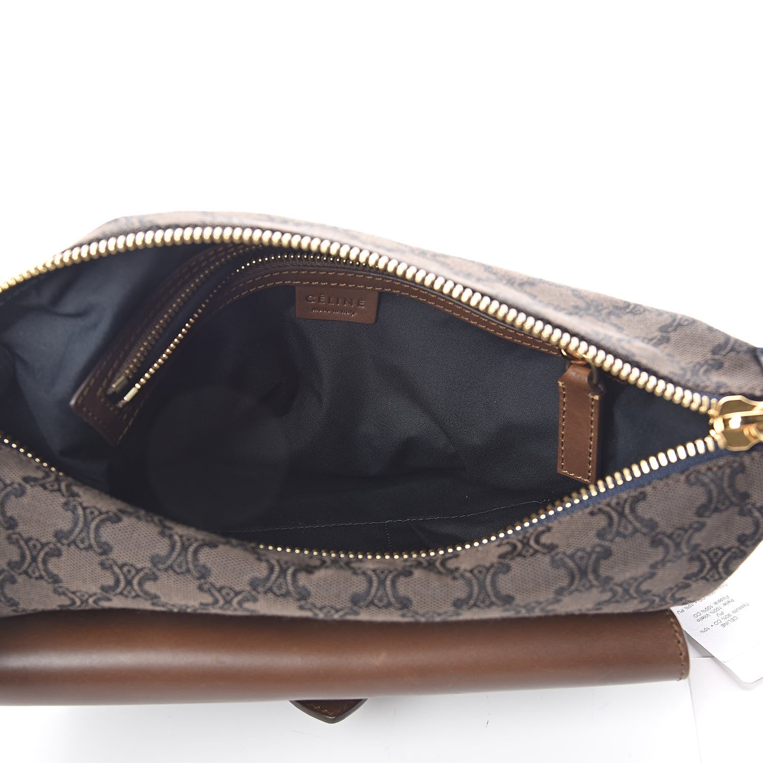 Celine Smooth Calfskin Canvas Triomphe Shoulder Bag Tobacco 5 of 9