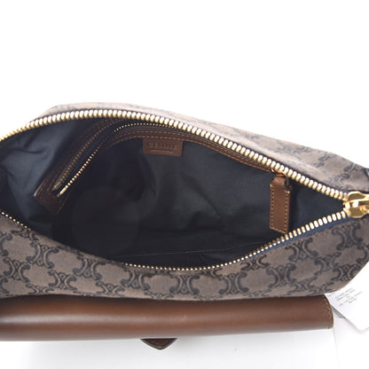 Celine Smooth Calfskin Canvas Triomphe Shoulder Bag Tobacco 5 of 9