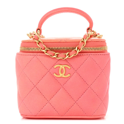 Chanel Lambskin Quilted Ombre Top Handle Mini Vanity Case With Chain Coral 1 of 10