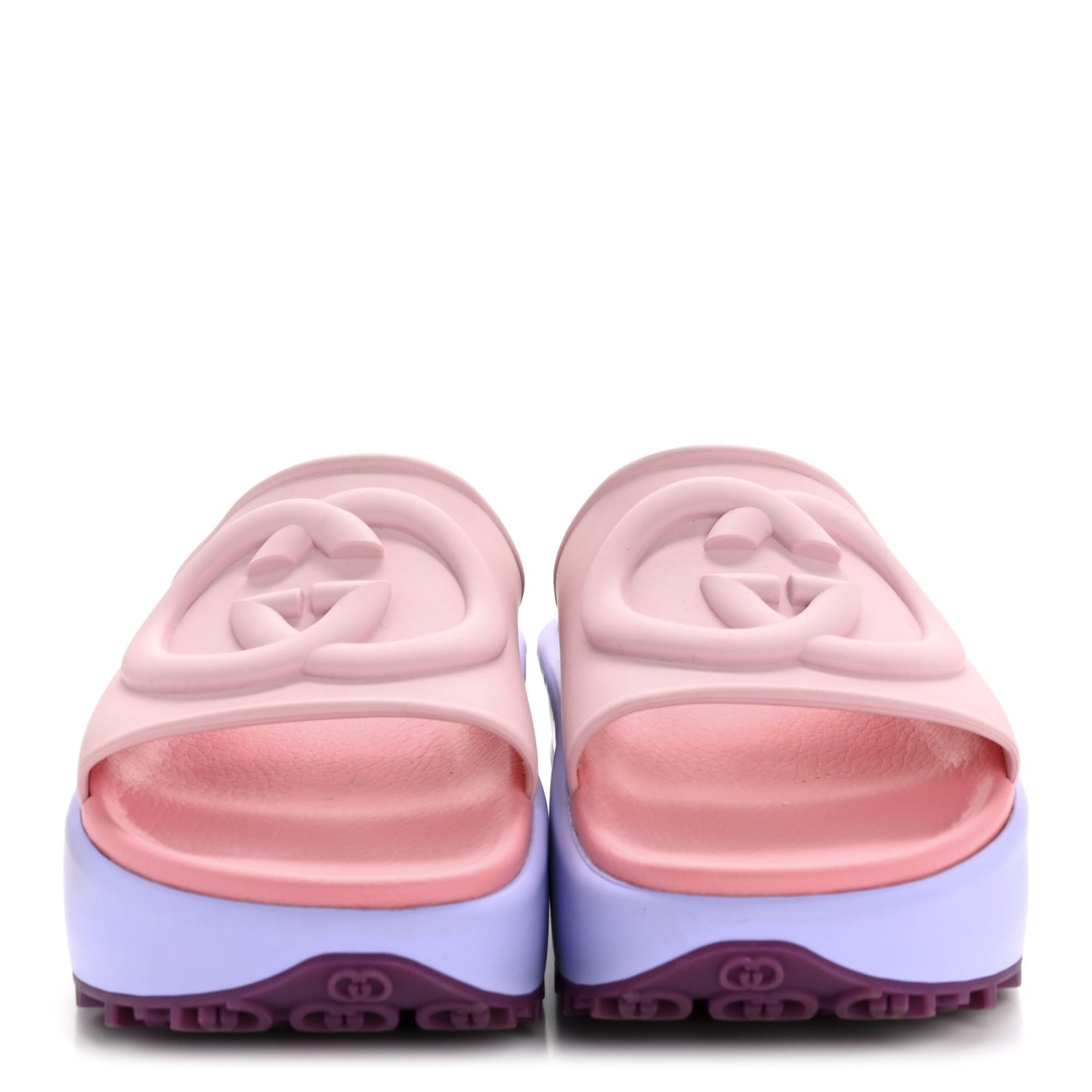 Soft Rubber Womens Interlocking G Platform 42mm Slide Sandals 40 Sugar Pink