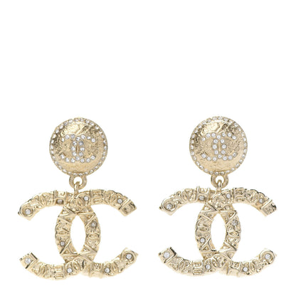 Chanel Crystal CC Drop Logo Earrings Gold 1 of 5