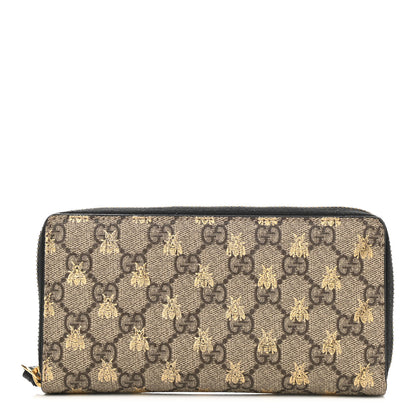 Gucci GG Supreme Monogram Bees Zip Around Wallet 1 of 9
