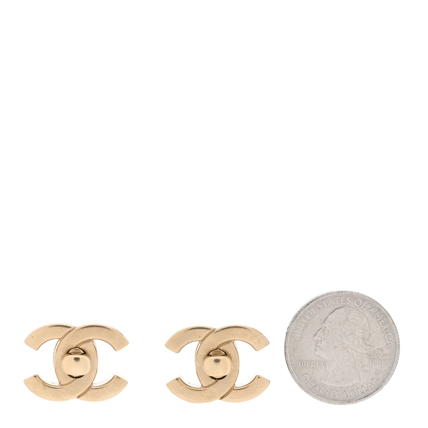 Metal CC Turnlock Interchangeable Earrings Gold