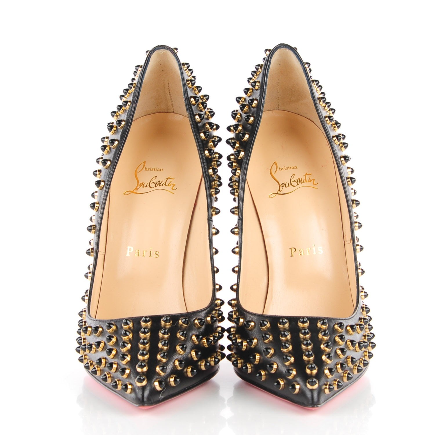 Christian Louboutin Kid Specchio Follies Cabo 120 Pumps 41 Black Gold 2 of 6
