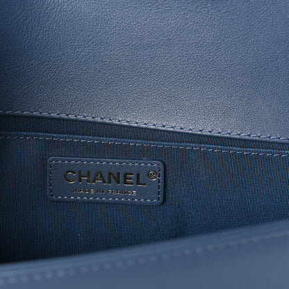 Chanel Calfskin Quilted Medium Top Handle Boy Flap Blue 6 of 9