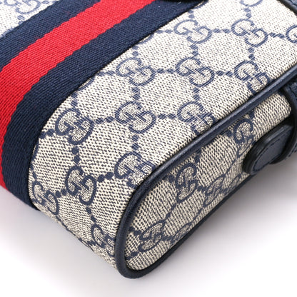 Gucci GG Supreme Monogram Textured Calfskin Web Mini Ophidia Messenger Beige Blue 10 of 10