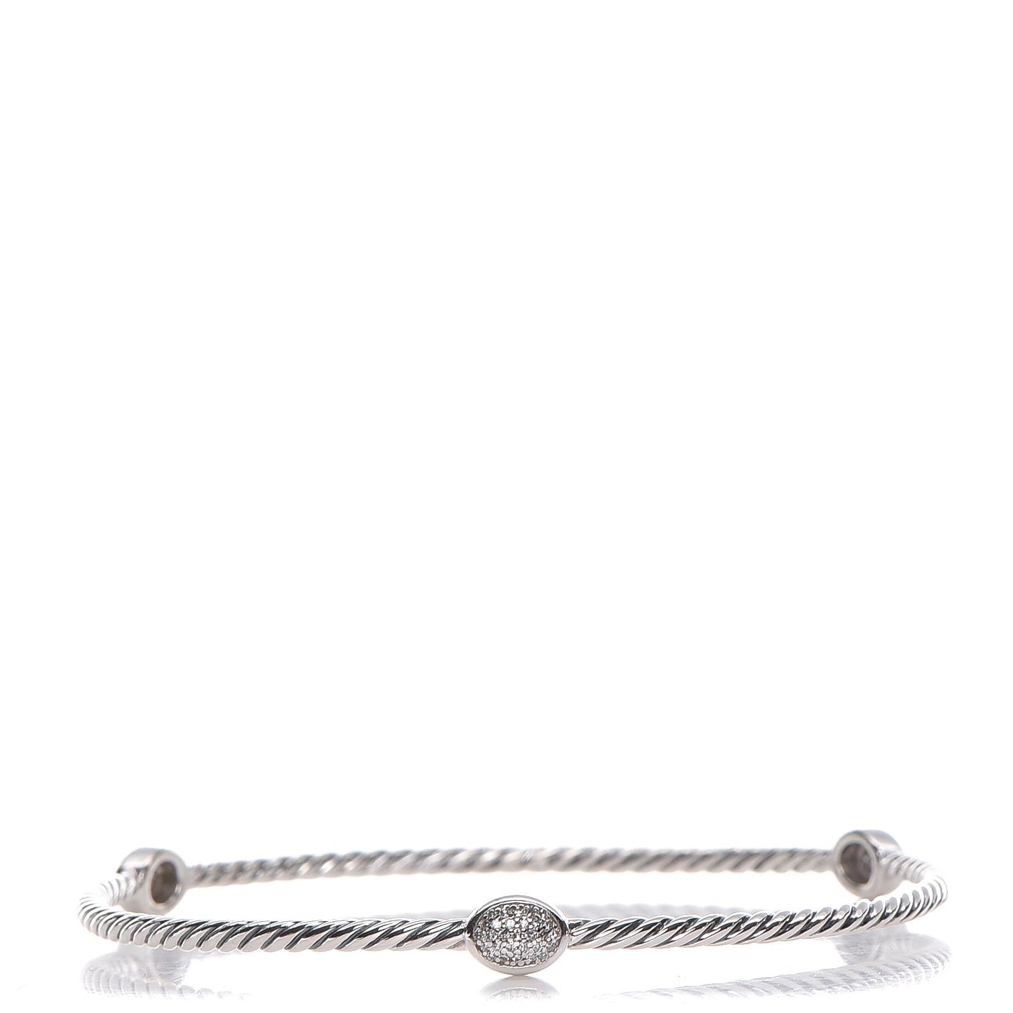 Sterling Silver Diamond 3mm Confetti Three Station Bangle