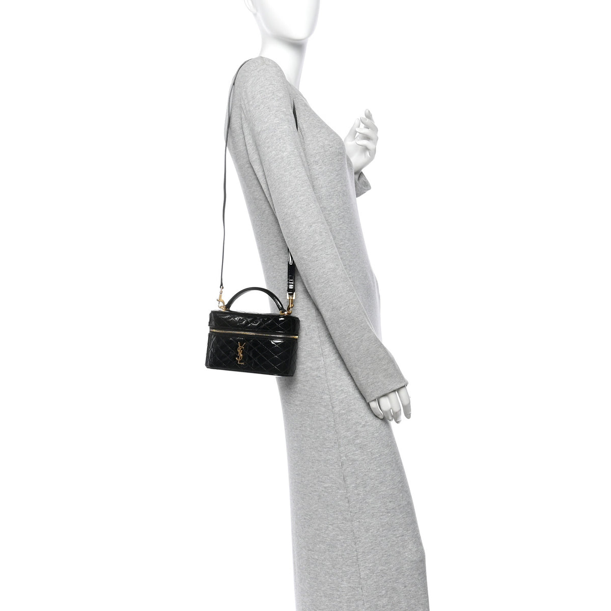 Saint Laurent Patent Quilted Gaby Vanity Bag Black 2 of 9