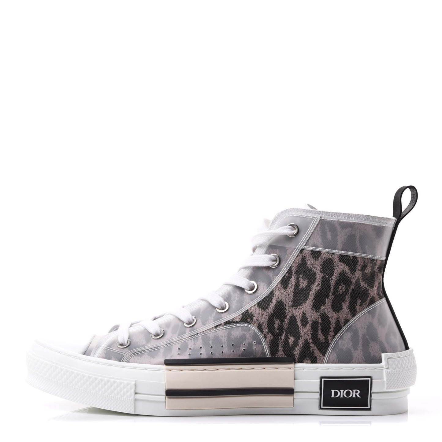 Canvas Leopard Print Mens B23 High Top Sneakers 40 White
