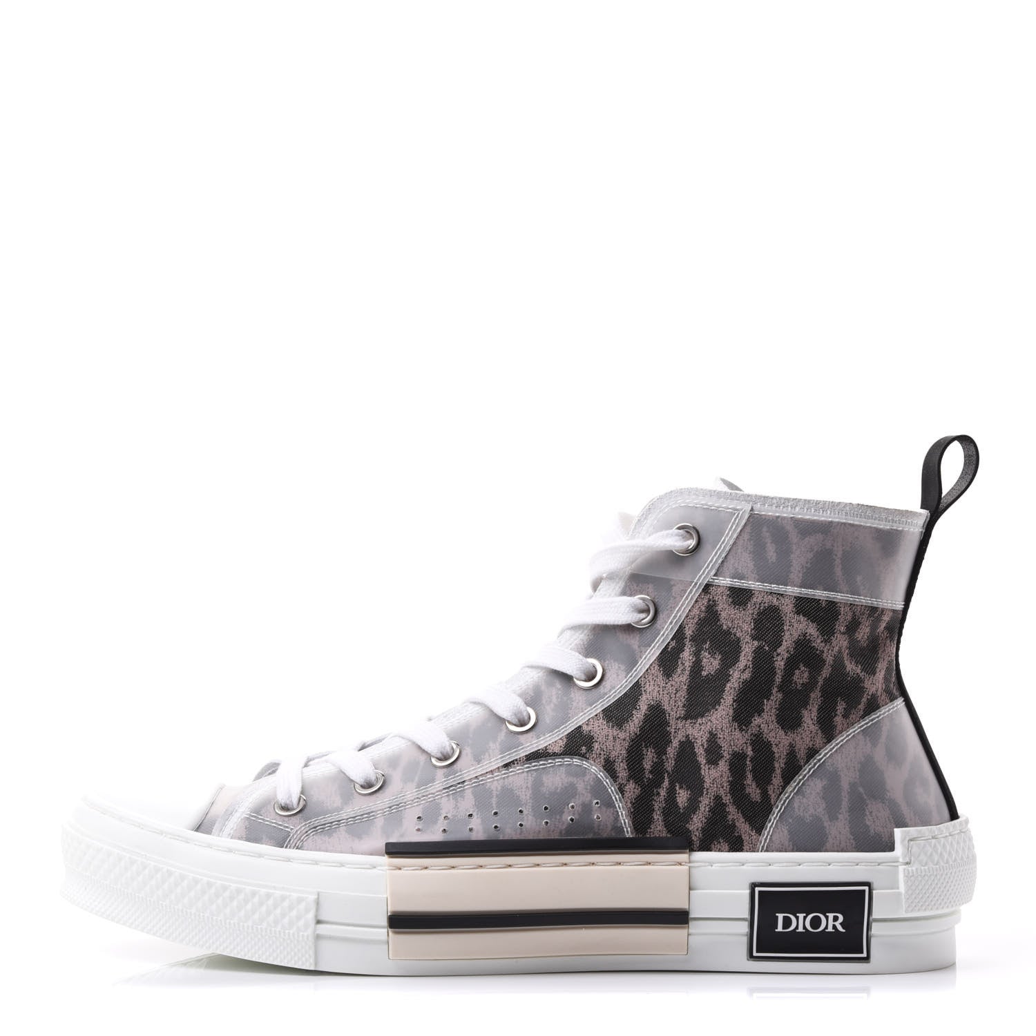 Christian Dior Canvas Leopard Print Mens B23 High Top Sneakers 40 White 1 of 9