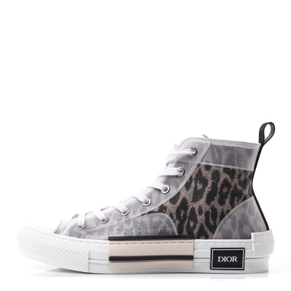 Christian Dior Canvas Leopard Print Mens B23 High Top Sneakers 40 White 1 of 9