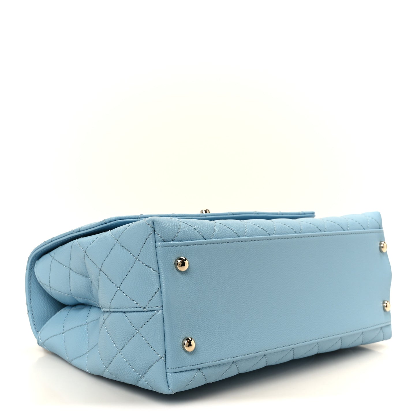 Caviar Quilted Small Coco Chain Handle Flap Light Blue