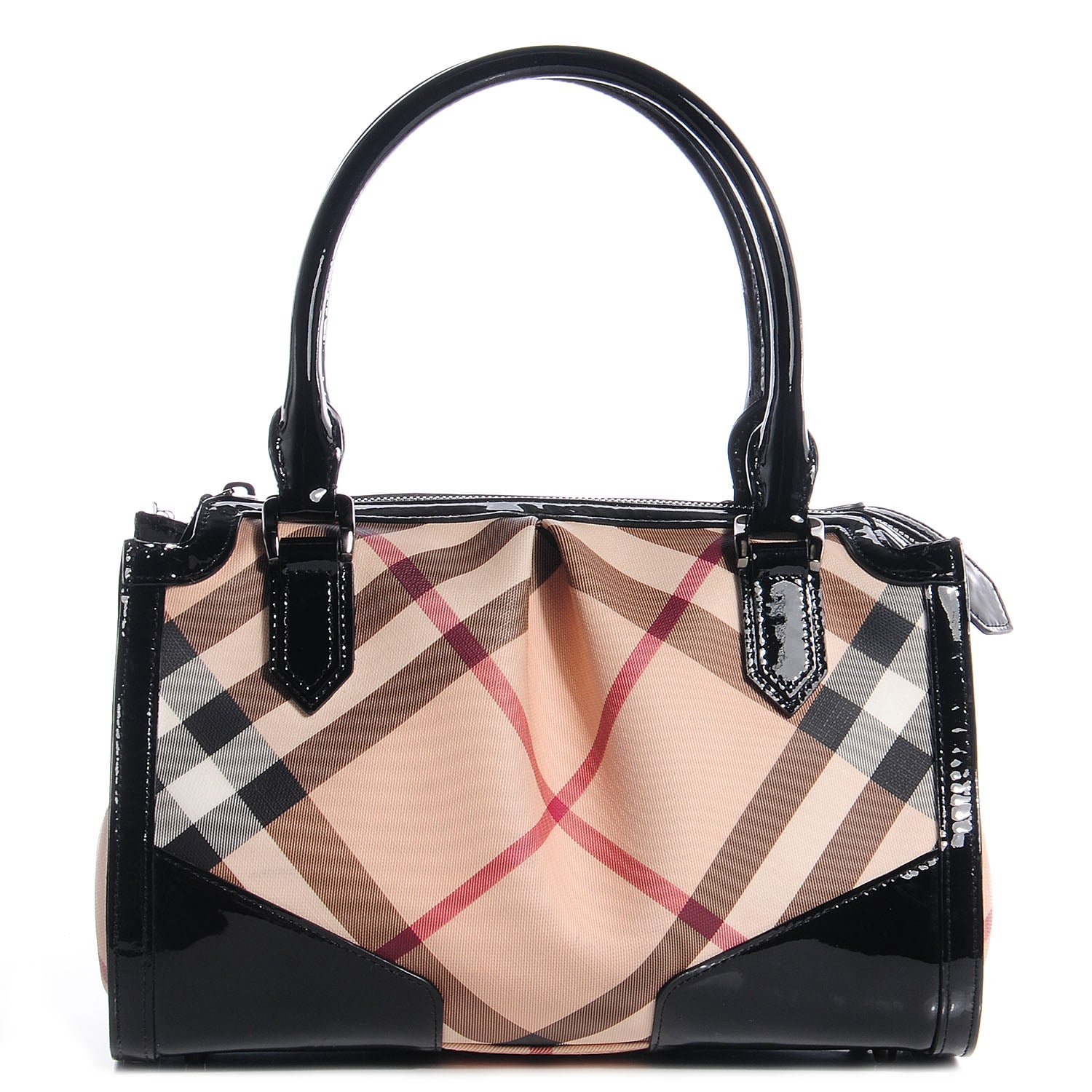 Burberry Patent Supernova Check Pilgrim Tote Black 1 of 10