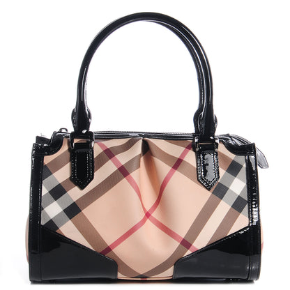 Burberry Patent Supernova Check Pilgrim Tote Black 1 of 10