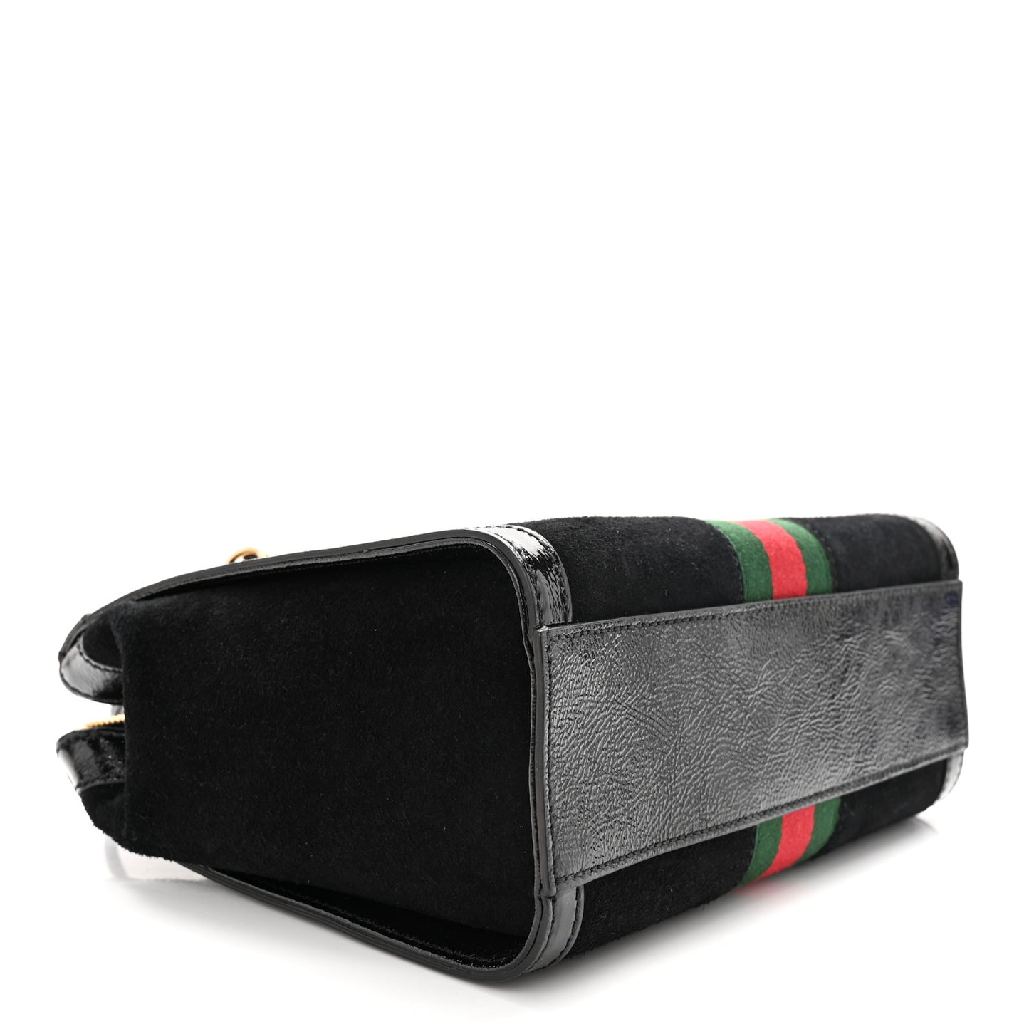 Suede Patent GG Web Small Ophidia Tote Bag Black