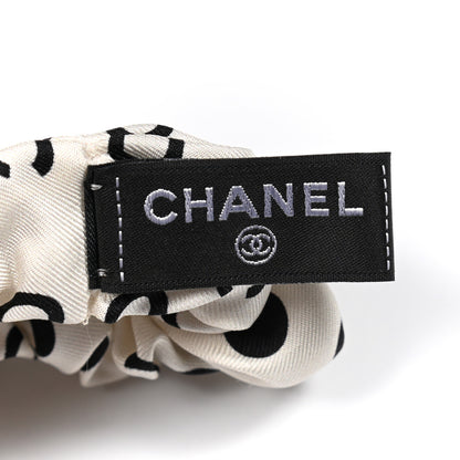 Chanel Silk CC Twilly Hair Tie Ivory Black 4 of 5