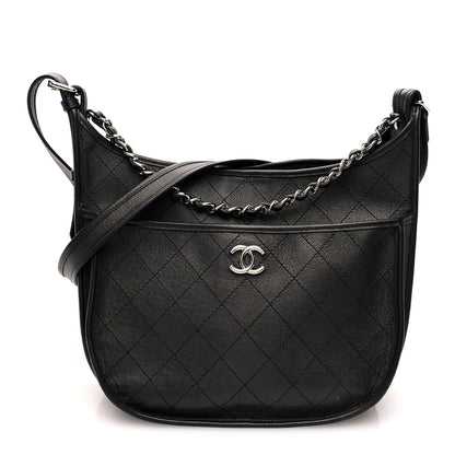Chanel Calfskin Quilted Large Jungle Stroll Hobo Bag Black 1 of 10