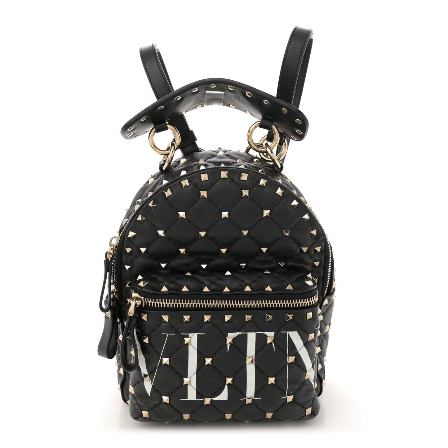 Lambskin VLTN Print Quilted Mini Rockstud Spike Backpack Black