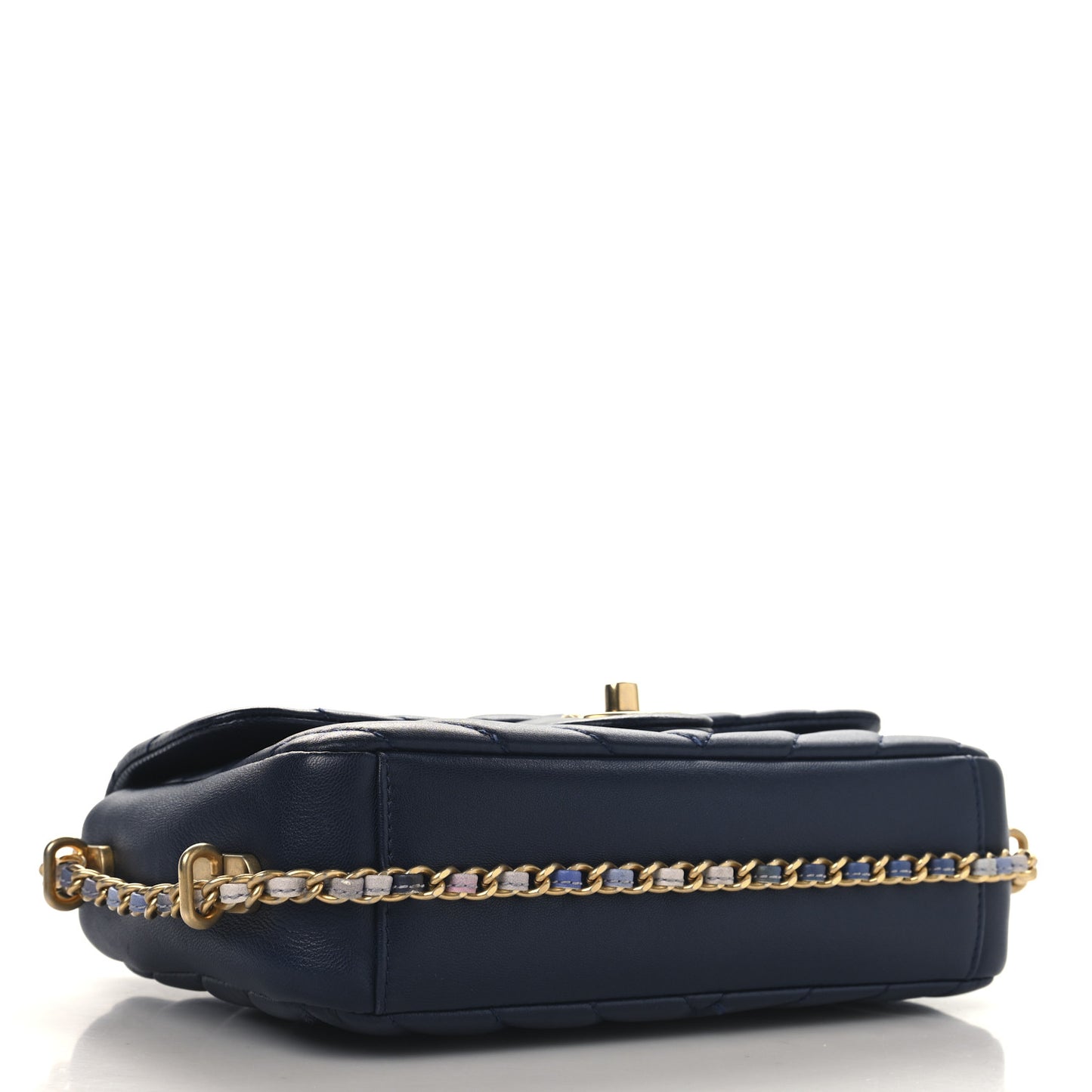 Lambskin Chevron Quilted Mini Chain Around Rectangular Flap Blue