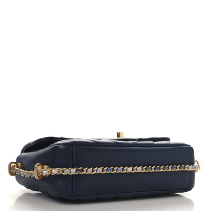 Chanel Lambskin Chevron Quilted Mini Chain Around Rectangular Flap Blue 4 of 10