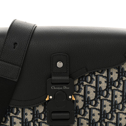 Christian Dior Oblique Jacquard Grained Calfskin Small Saddle Messenger Bag Beige Black 8 of 11