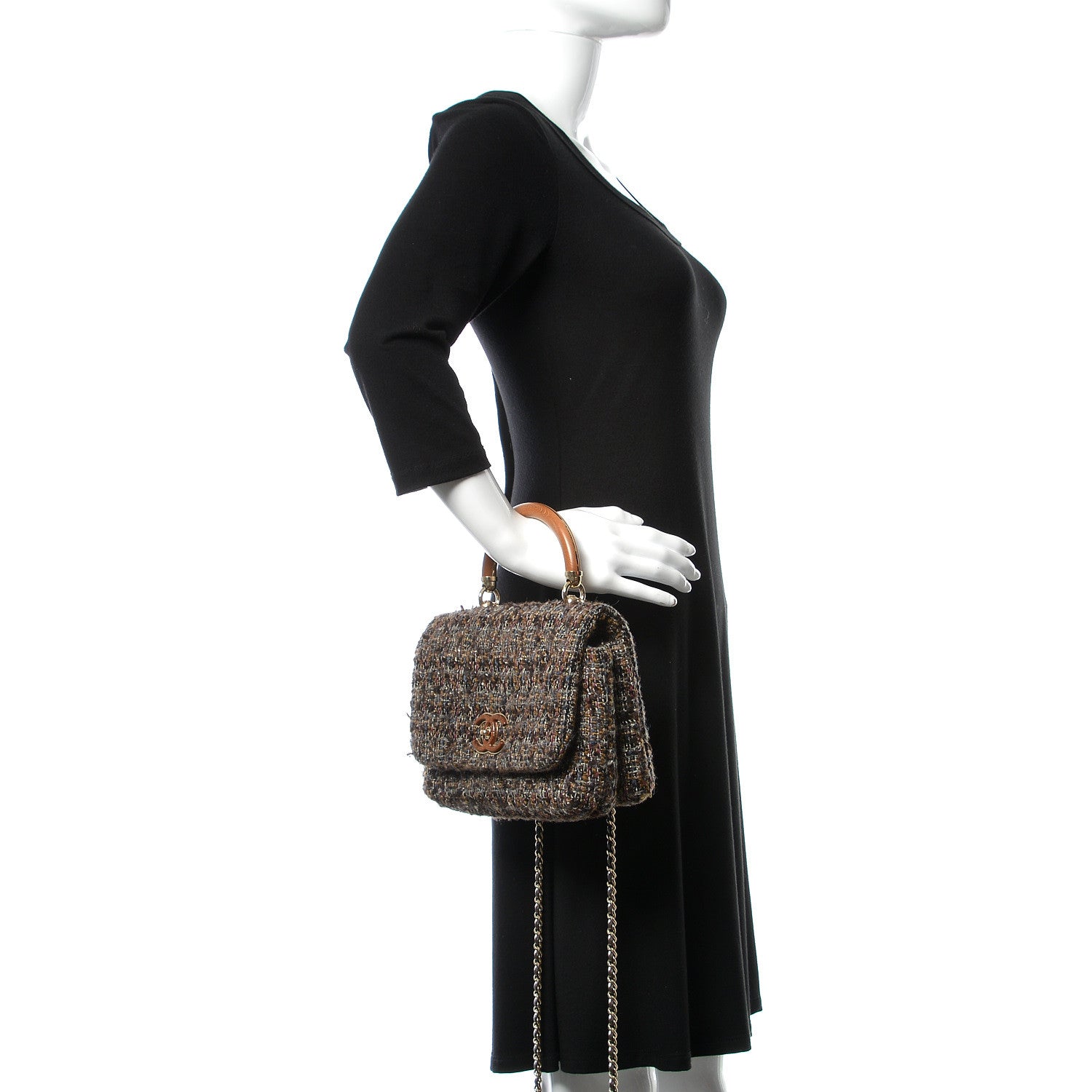 Chanel Tweed Wood Knock On Wood Top Handle Bag Brown Blue Purple Gold 2 of 10