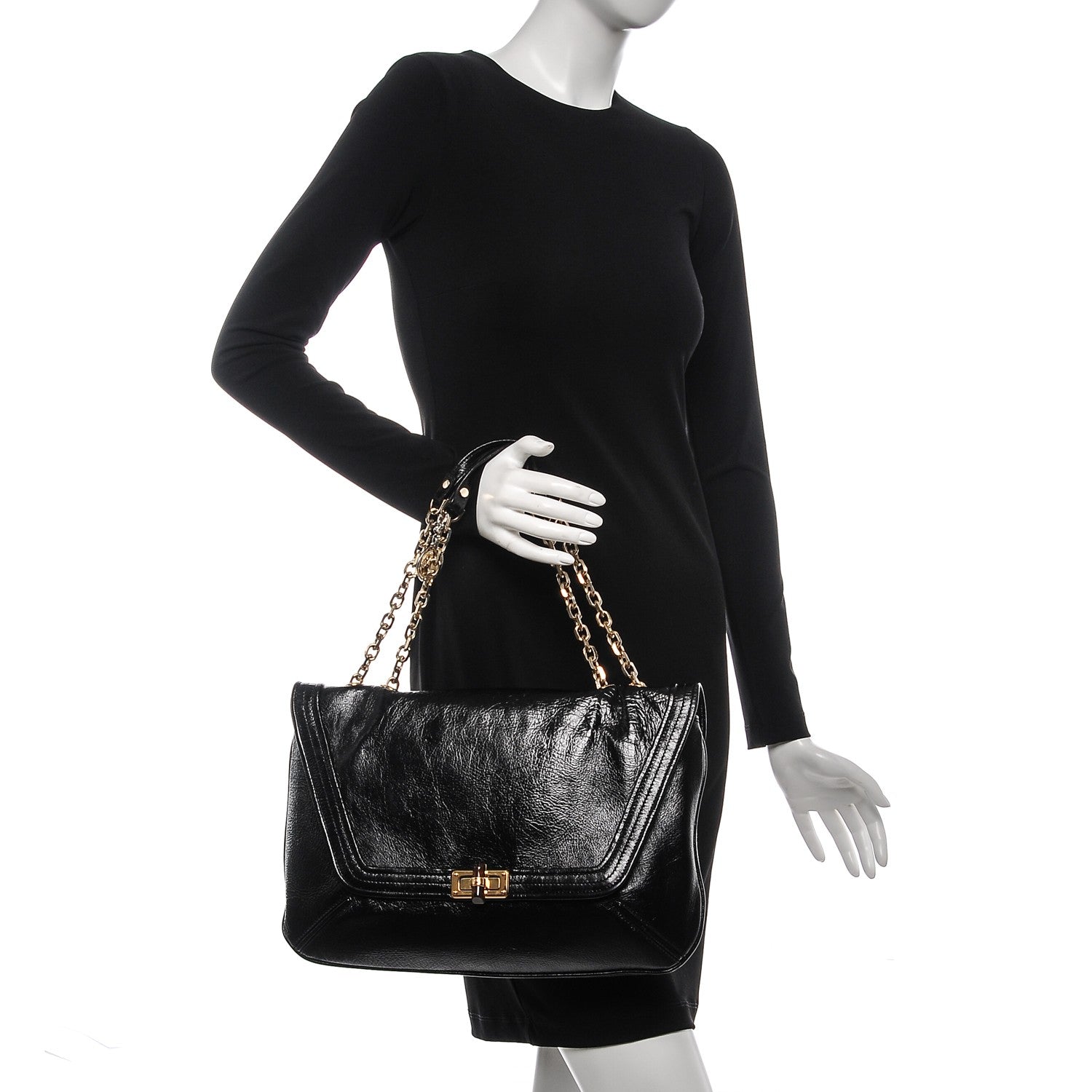 Lanvin Patent Chain Shoulder Bag Black 2 of 8