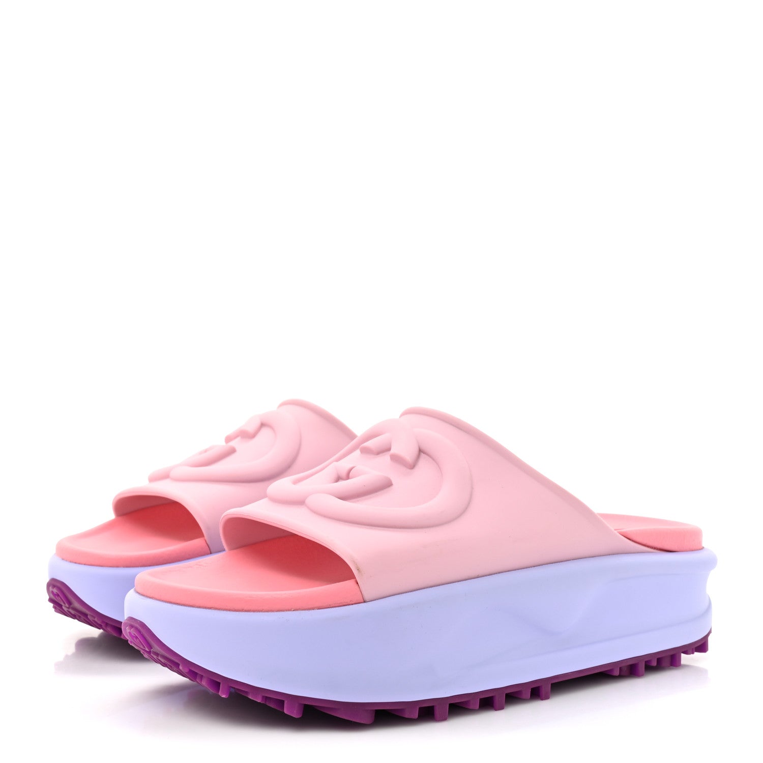 Gucci Soft Rubber Womens Interlocking G Platform 42mm Slide Sandals  38 Sugar Pink 4 of 13