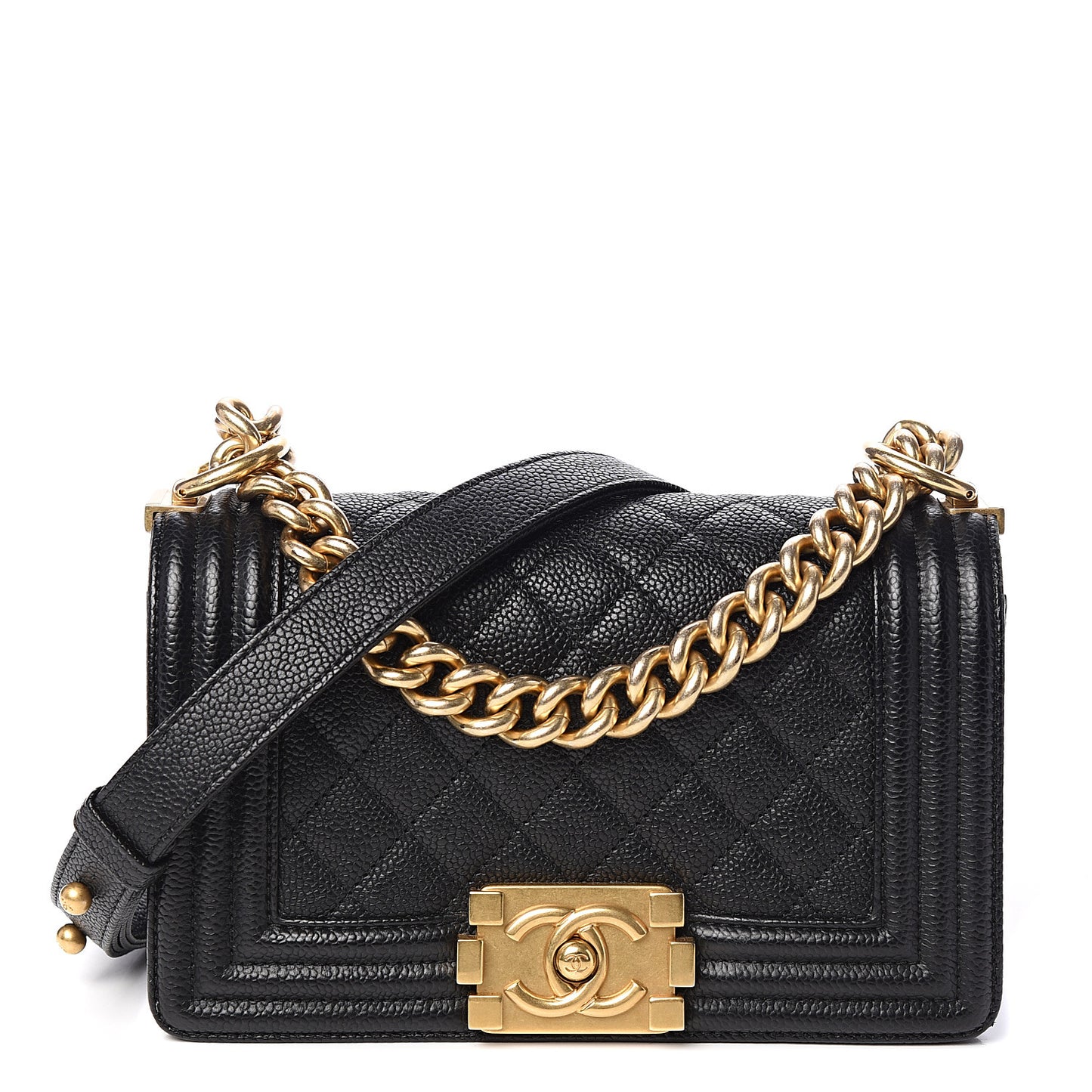 Caviar Quilted Small Boy Flap Black