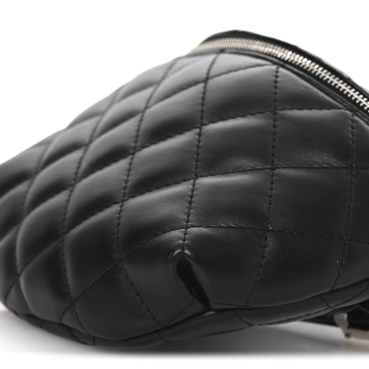 Calfskin Quilted Waist Belt Bag Black