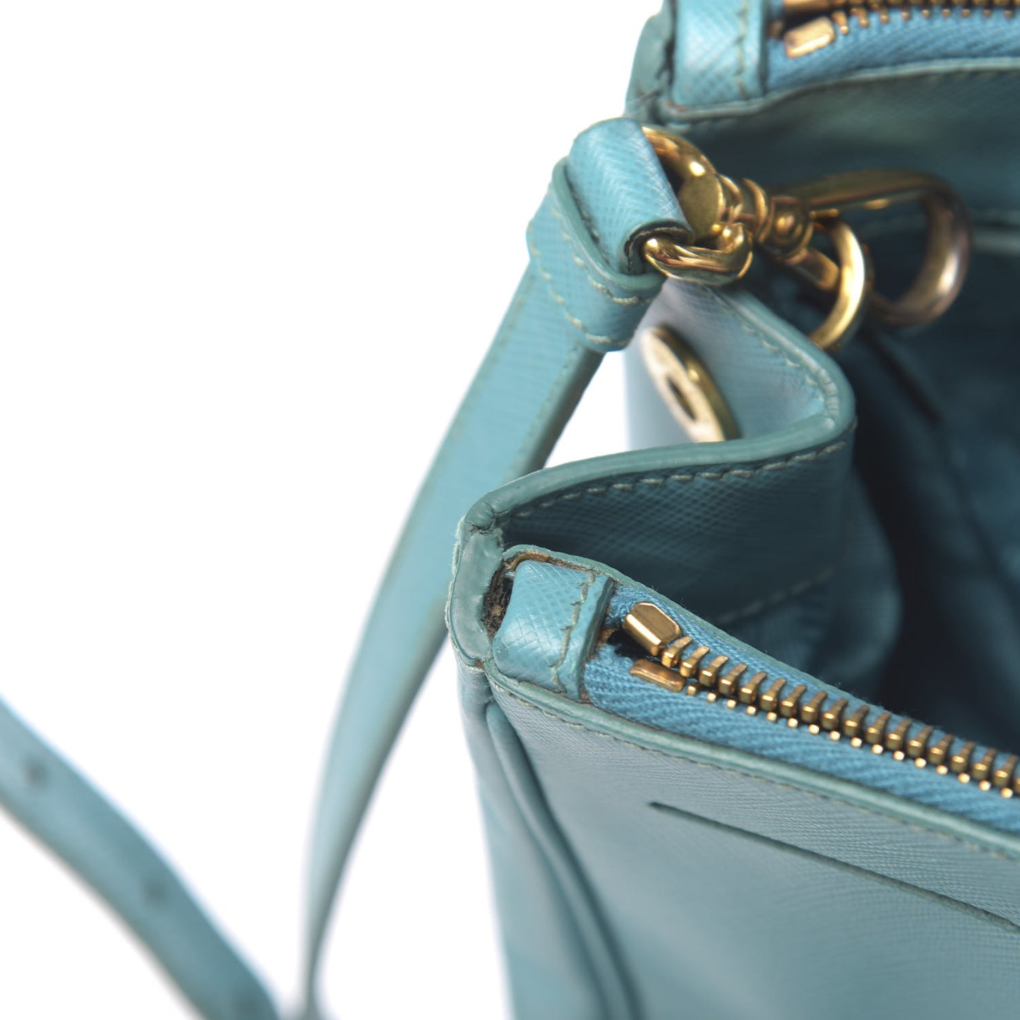 Saffiano Medium Galleria Double Zip Tote Turchese