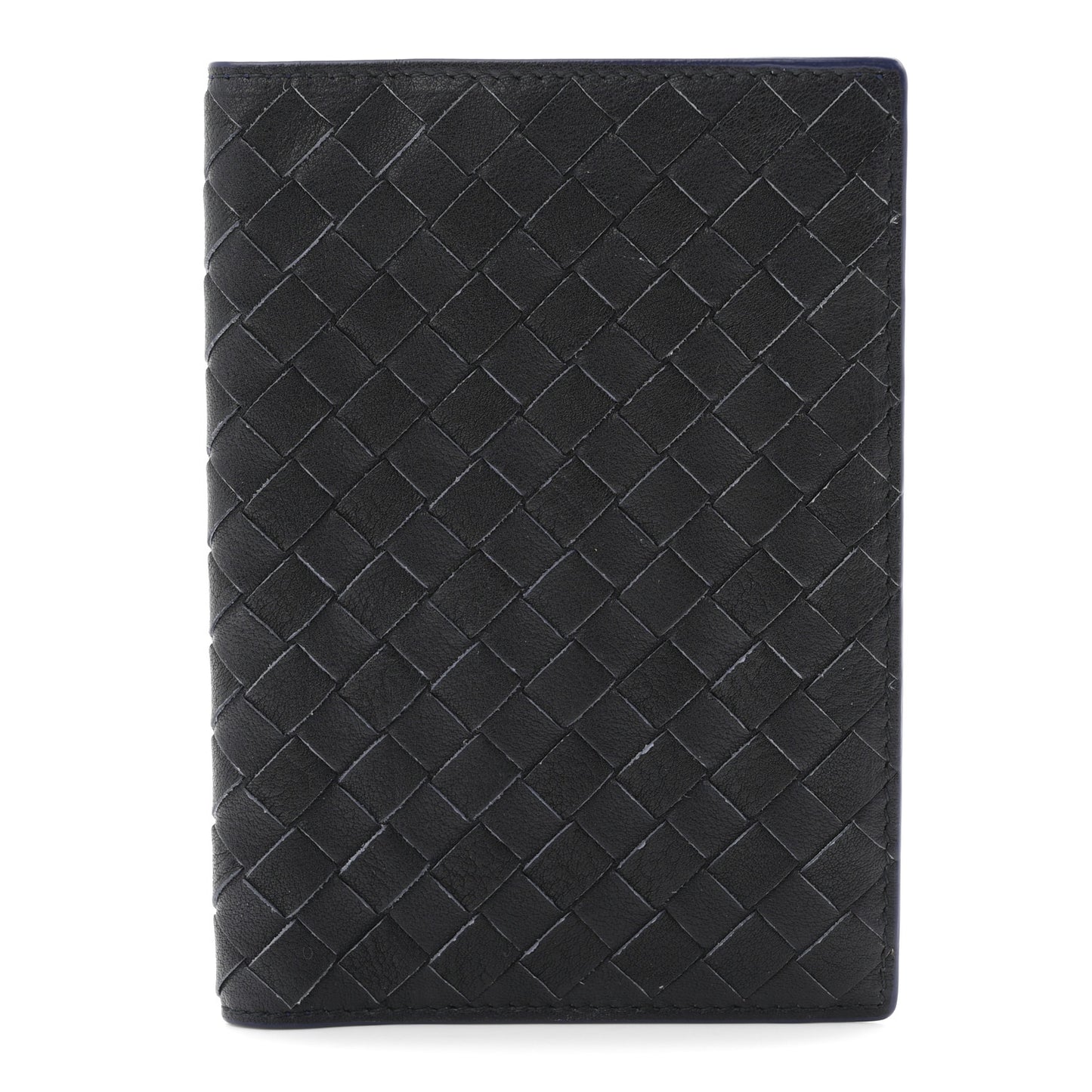 Nappa Intrecciato Passport Case Navy Blue