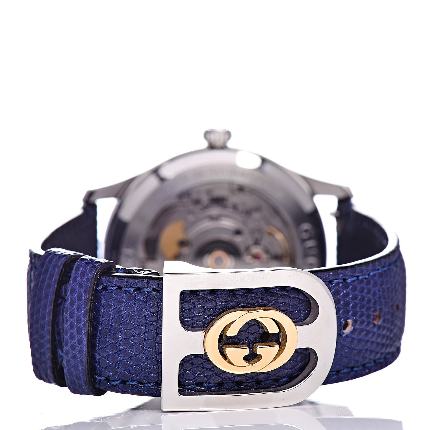 Gucci Stainless Steel Lizard Lapis Lazuli 38mm G-Timeless Bee Automatic Watch Blue 4 of 9