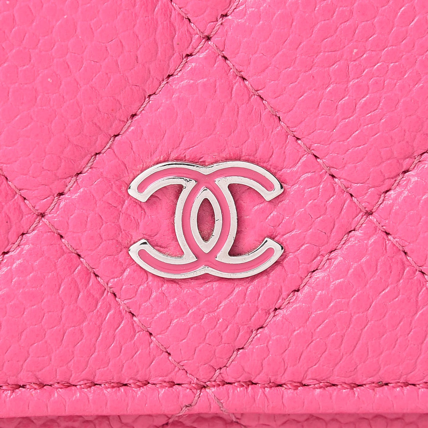 Caviar Quilted Wallet on Chain WOC Pink