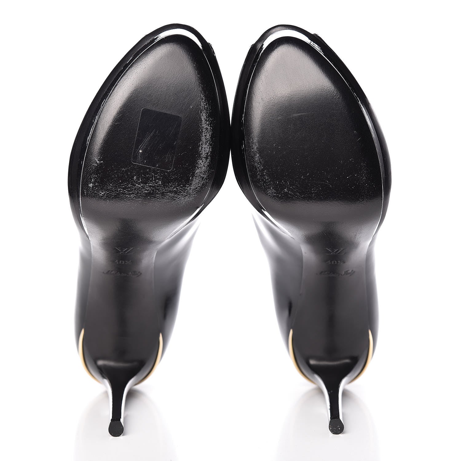 Louis Vuitton Patent Calfskin Eyeline Open Toe Pumps 40.5 Black 5 of 11