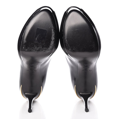 Louis Vuitton Patent Calfskin Eyeline Open Toe Pumps 40.5 Black 5 of 11