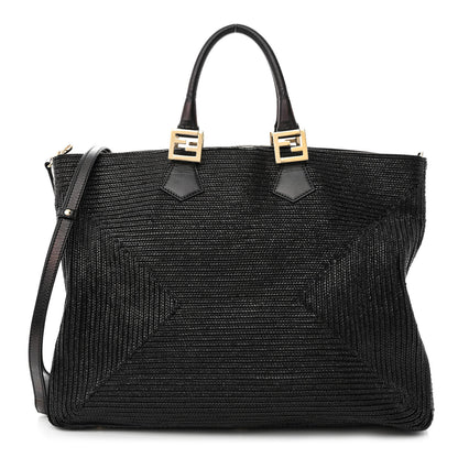 Fendi Raffia Twins Tote Black 1 of 13
