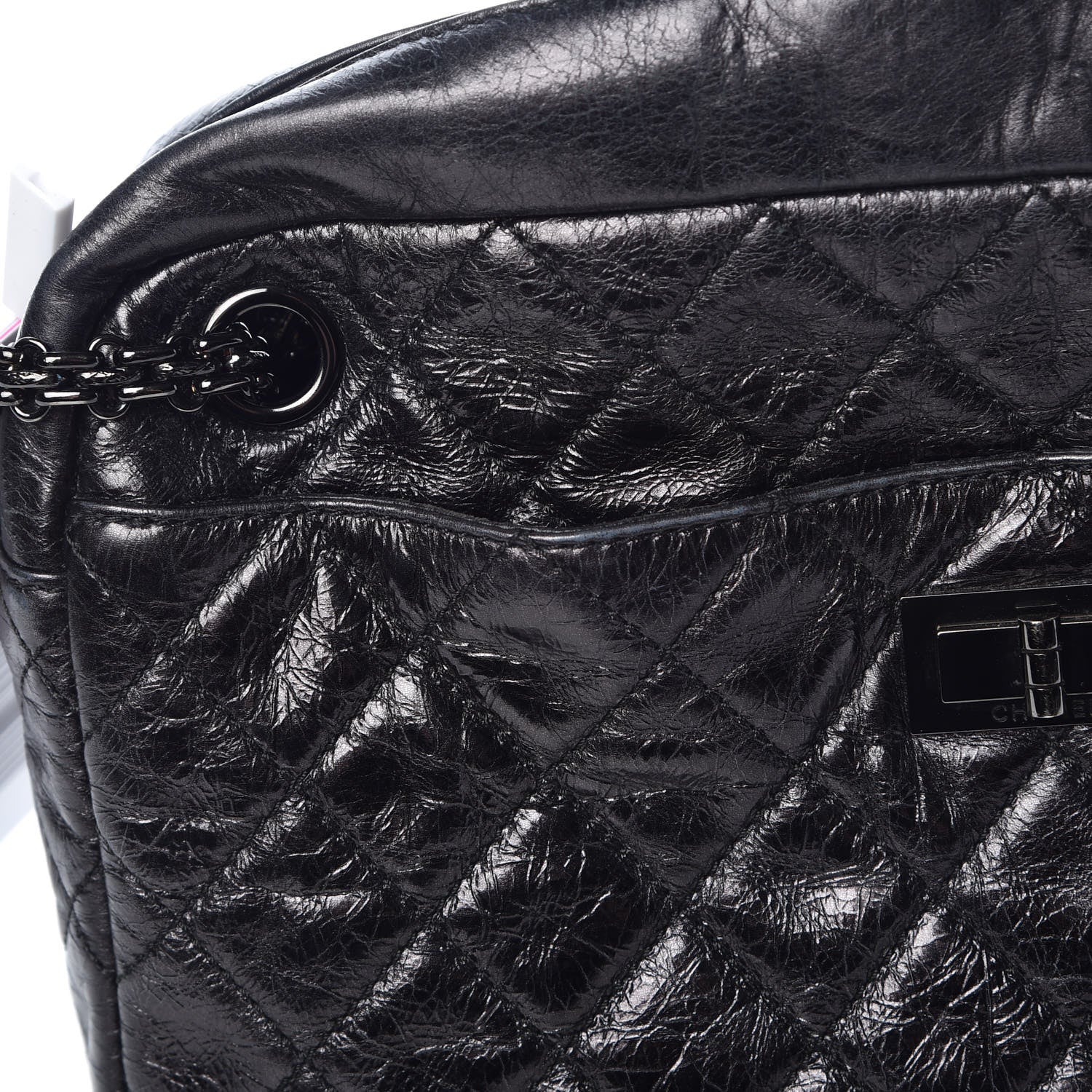 Chanel Metallic Aged Calfskin Quilted Medium Reissue Camera Case Black 14 of 15