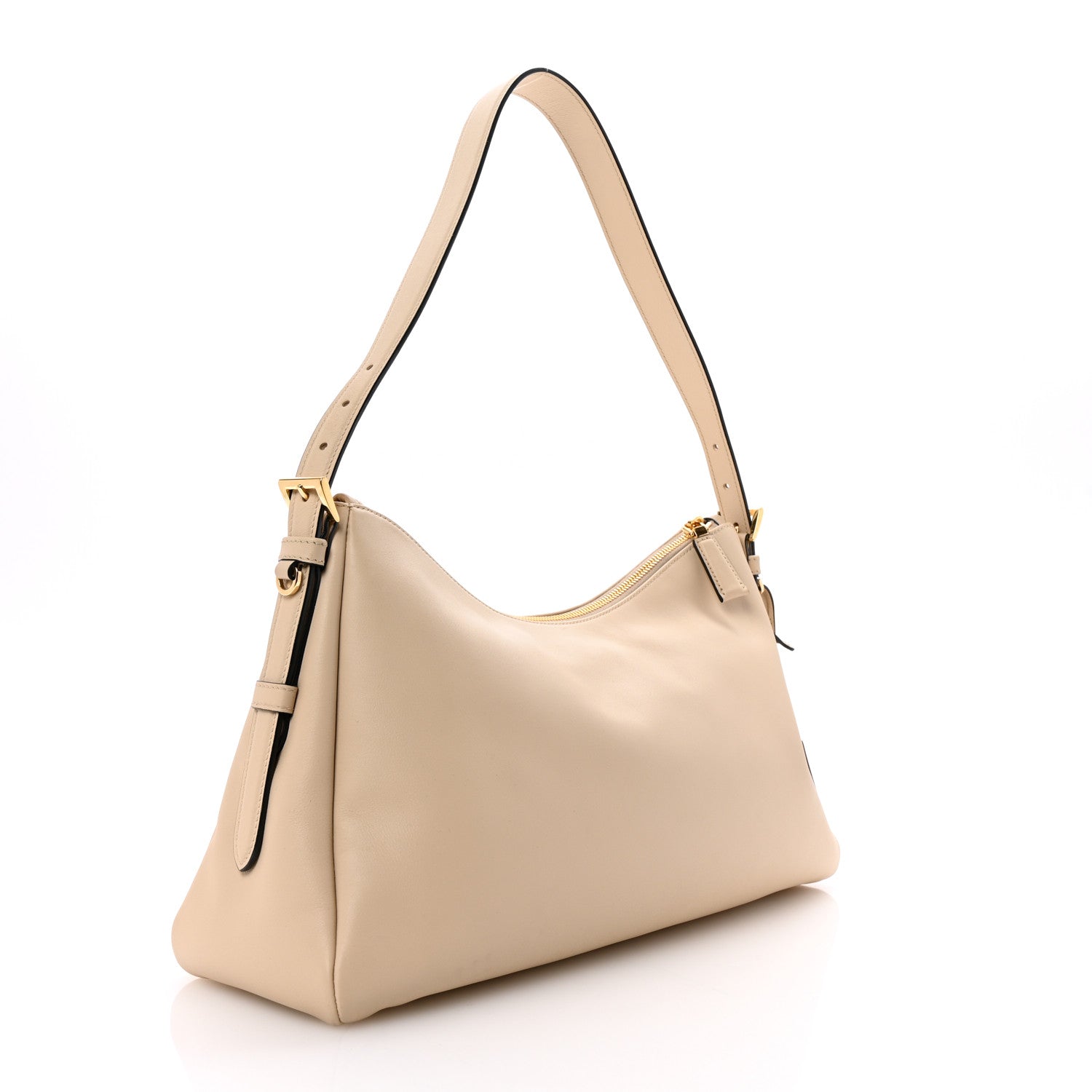 Prada Soft Calfskin Large Aimée Shoulder Bag Travertine 2 of 9