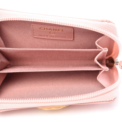 Chanel Caviar Quilted Boy Zip Around Coin Purse Wallet Light Pink 5 of 8