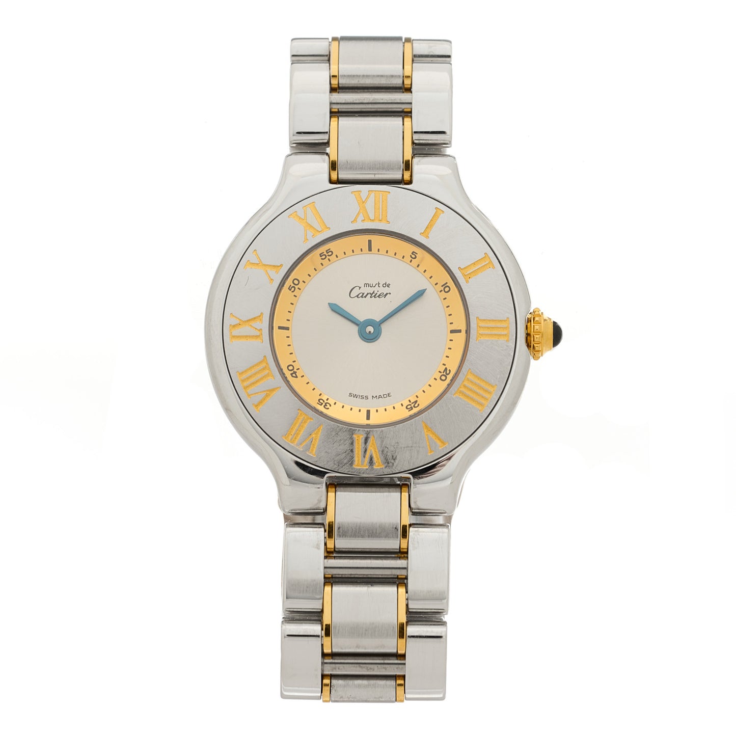 Stainless Steel 18K Yellow Gold 28mm Must de 21 Quartz Watch