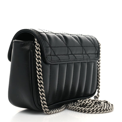 Gucci Calfskin Matelasse Aria Super Mini GG Marmont Shoulder Bag Black 3 of 11