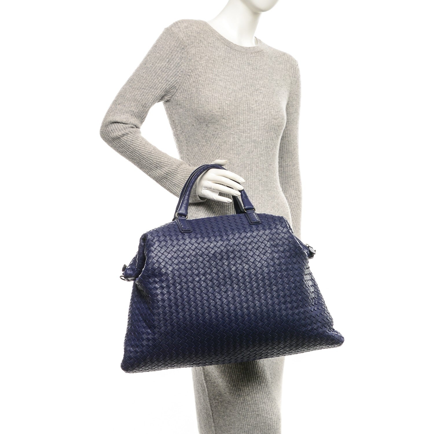 Bottega Veneta Nappa Intrecciato Maxi Convertible Tote Blue 3 of 8