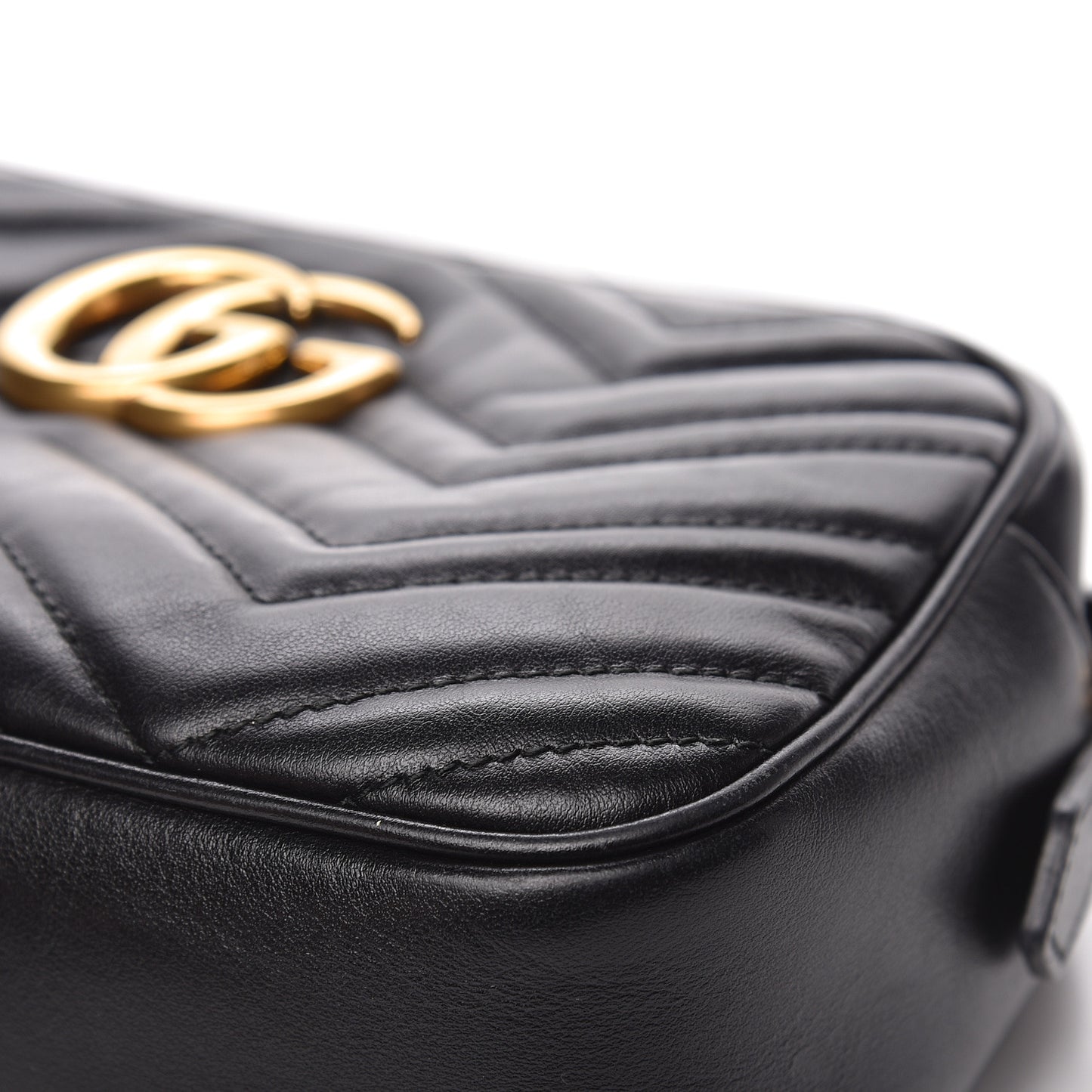 Calfskin Matelasse Small GG Marmont Chain Shoulder Bag Black