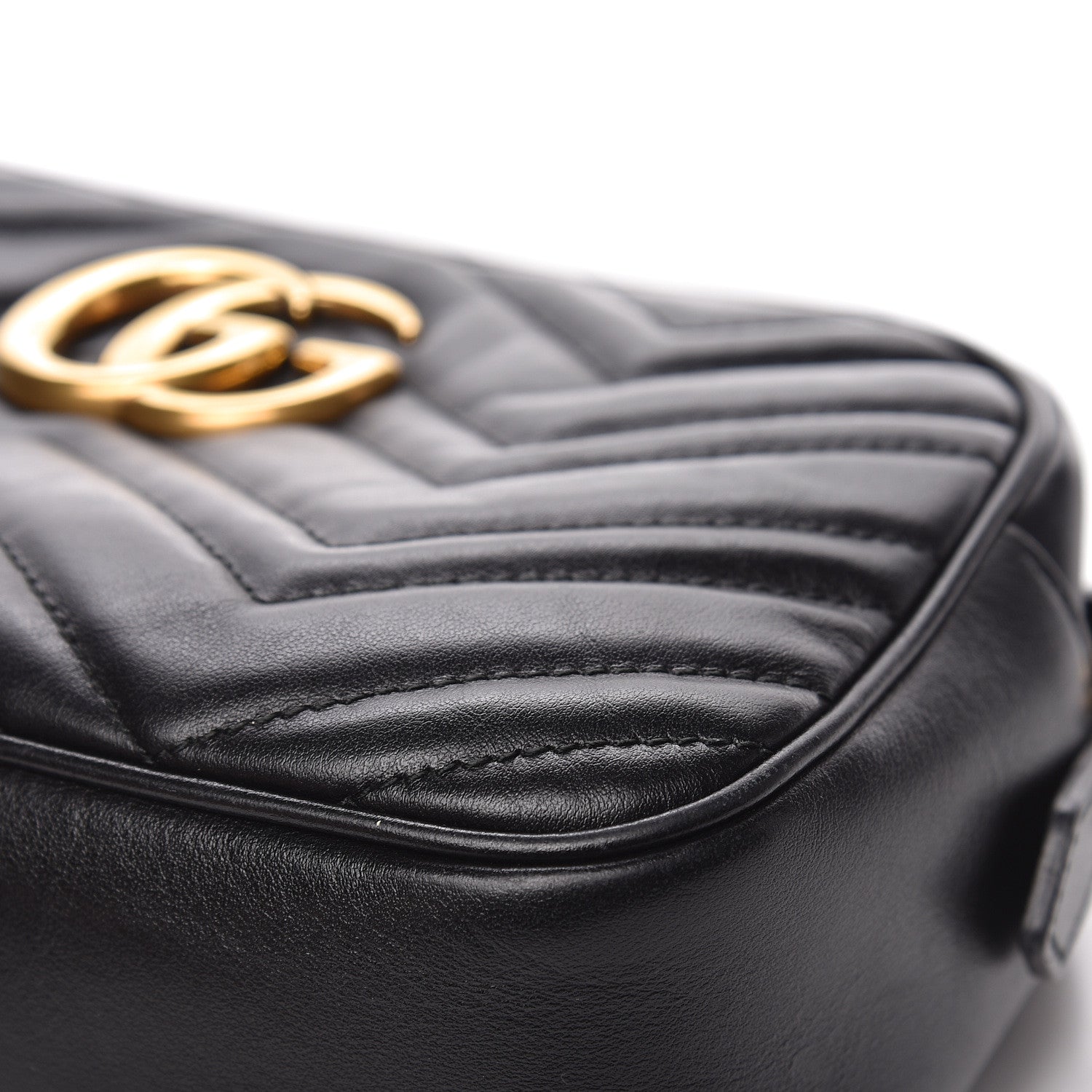 Gucci Calfskin Matelasse Small GG Marmont Chain Shoulder Bag Black 9 of 12