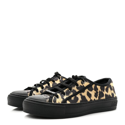 Christian Dior Canvas Leopard Print Embroidered Womens Walk'N'Dior Low Top Sneakers 39.5 Natural 8 of 18