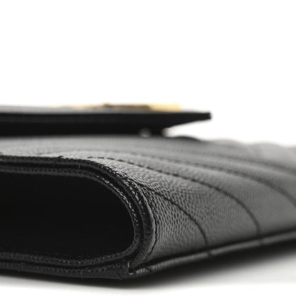 Saint Laurent Grain De Poudre Matelasse Chevron Monogram Envelope Clutch Black 8 of 10