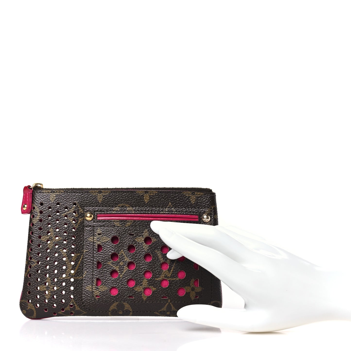 Monogram Perforated Pochette Plat Fuchsia
